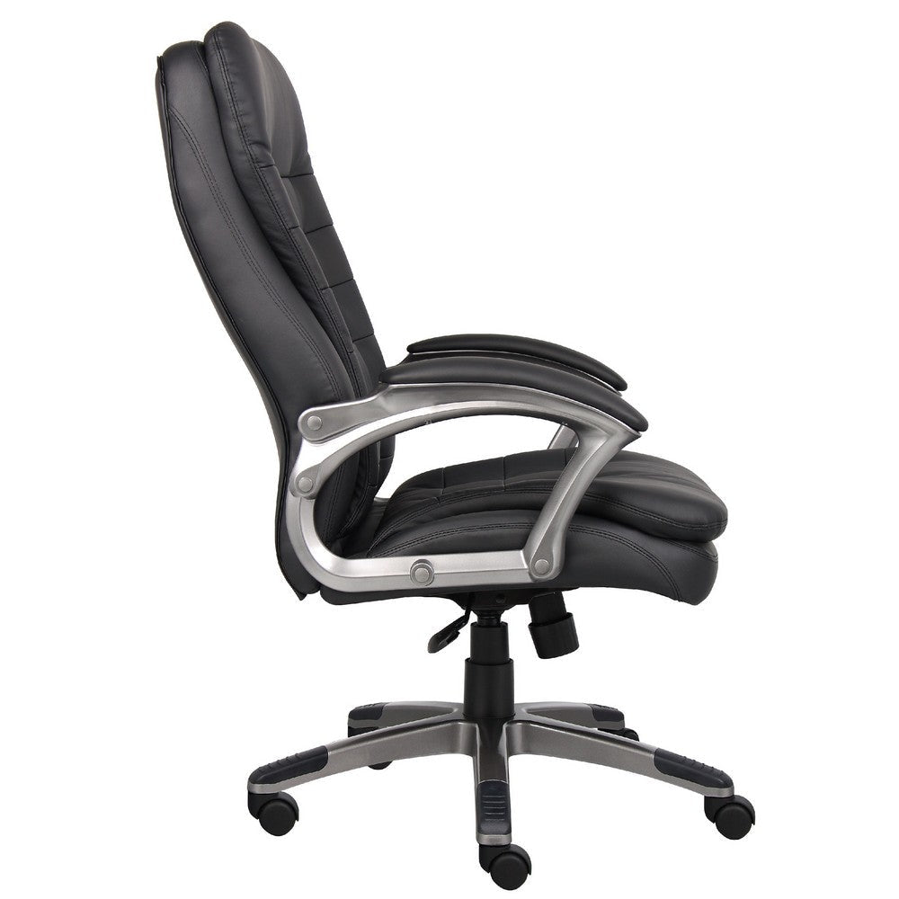 Kloe Executive High-Back Swivel Armchair in Pewter Gray | Black Vinyl BM344503