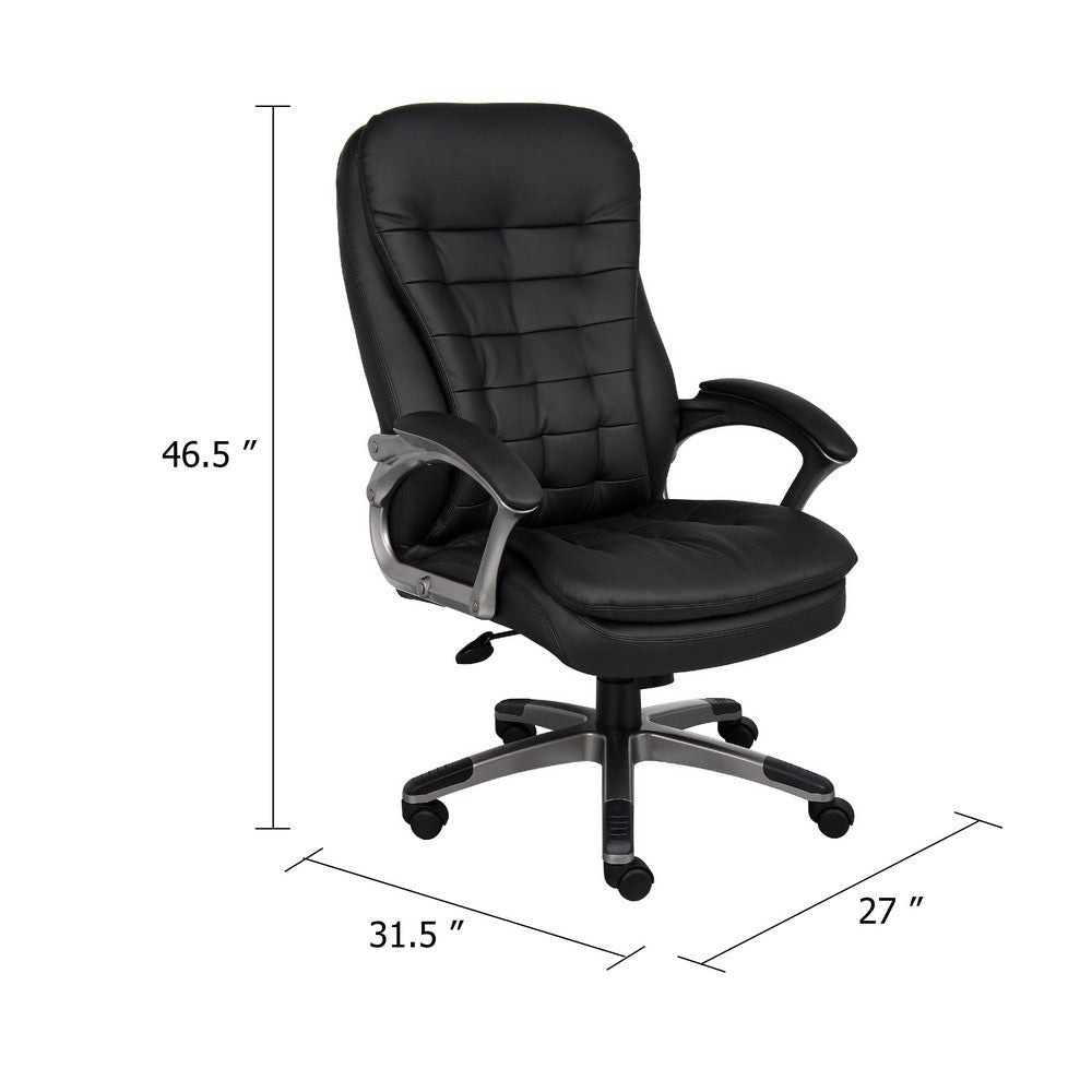 Kloe Executive High-Back Swivel Armchair in Pewter Gray | Black Vinyl BM344503