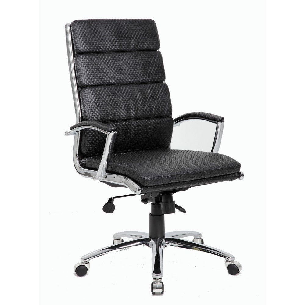 Dave Tall Executive Swivel Armchair | Chrome Finish | Black Vinyl BM344504