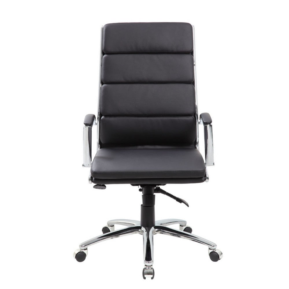 Dave Tall Executive Swivel Armchair | Chrome Finish | Black Vinyl BM344504