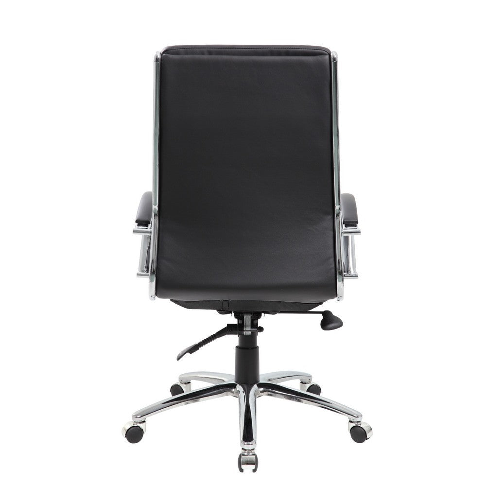 Dave Tall Executive Swivel Armchair | Chrome Finish | Black Vinyl BM344504