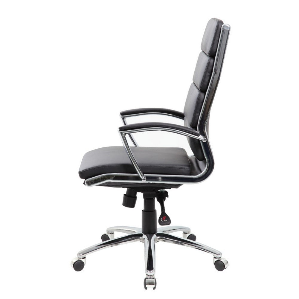 Dave Tall Executive Swivel Armchair | Chrome Finish | Black Vinyl BM344504