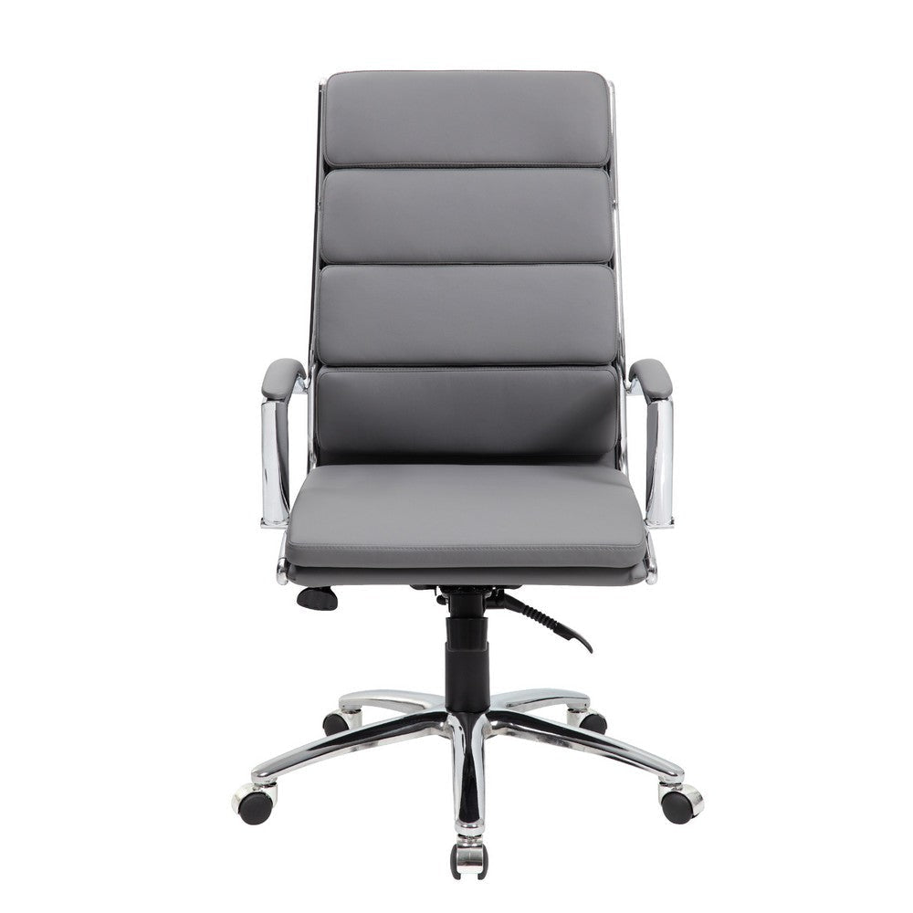 Dave Tall Executive Swivel Armchair | Chrome Finish | Gray Vinyl BM344505