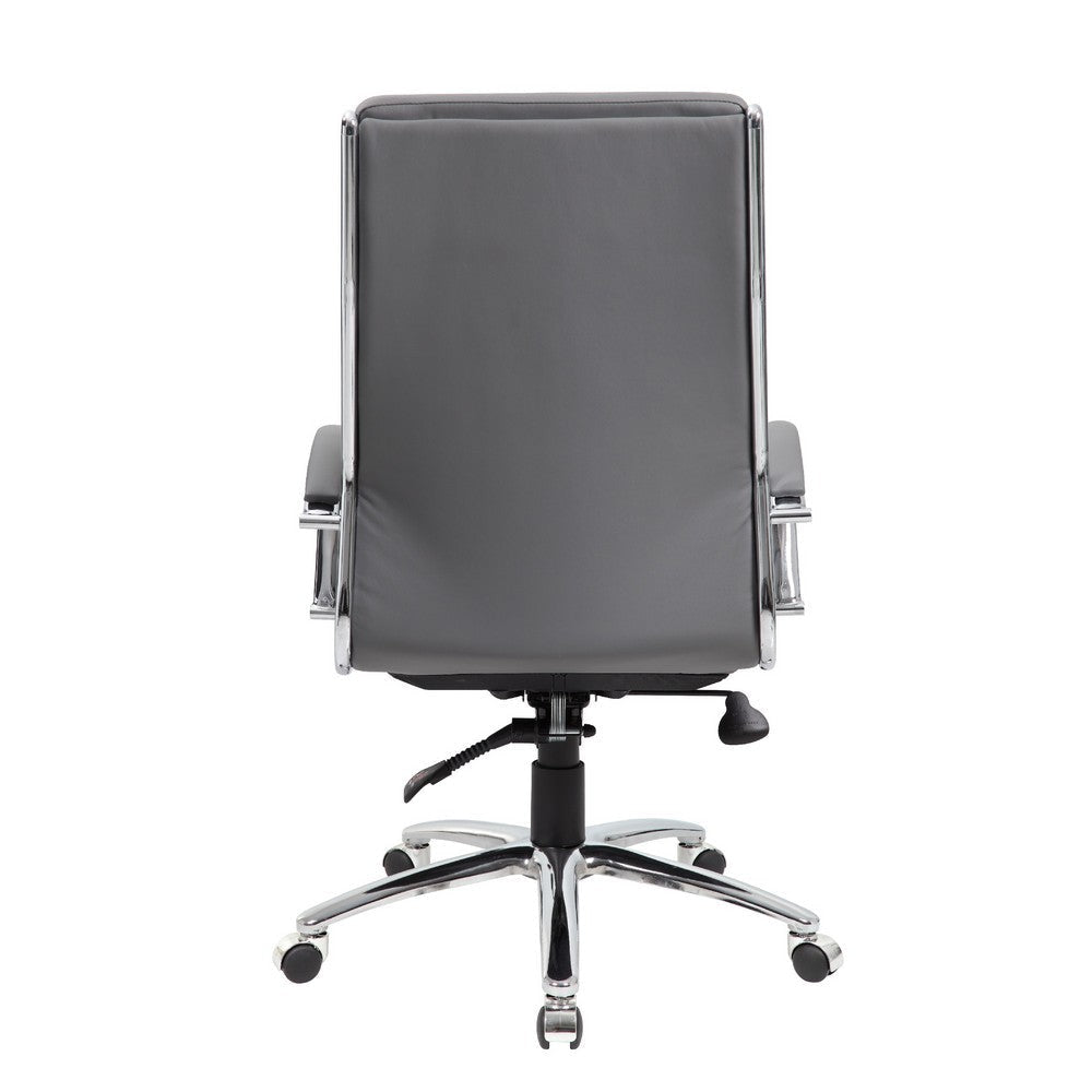 Dave Tall Executive Swivel Armchair | Chrome Finish | Gray Vinyl BM344505