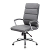 Dave Tall Executive Swivel Armchair | Chrome Finish | Gray Vinyl BM344505