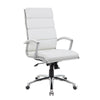 Dave Tall Executive Swivel Armchair | Chrome Finish | White Vinyl BM344506