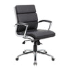 Dave Executive Swivel Armchair w Metal Chrome Finish | Black Vinyl BM344507