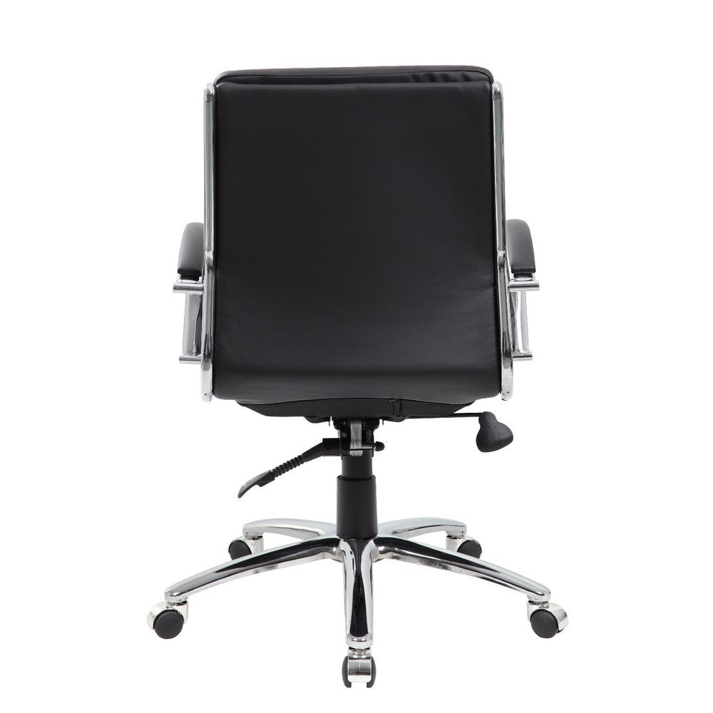 Dave Executive Swivel Armchair w Metal Chrome Finish | Black Vinyl BM344507