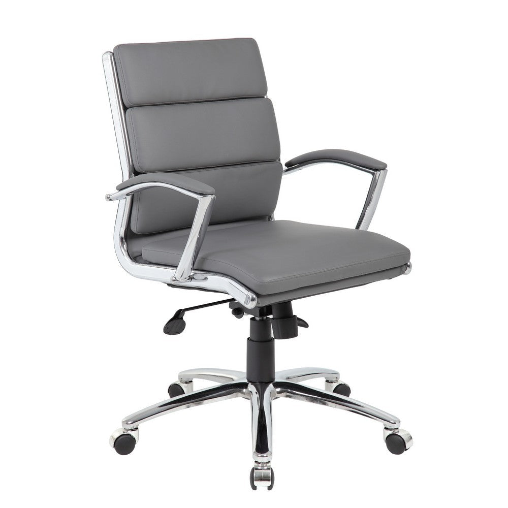 Dave Executive Swivel Chair w Metal Chrome Finish | Gray Vinyl BM344508