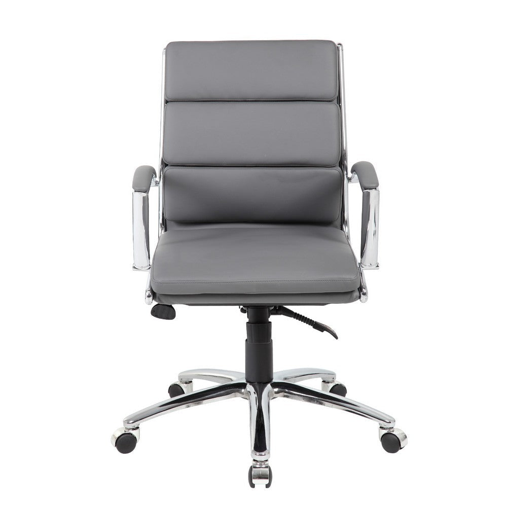 Dave Executive Swivel Chair w Metal Chrome Finish | Gray Vinyl BM344508