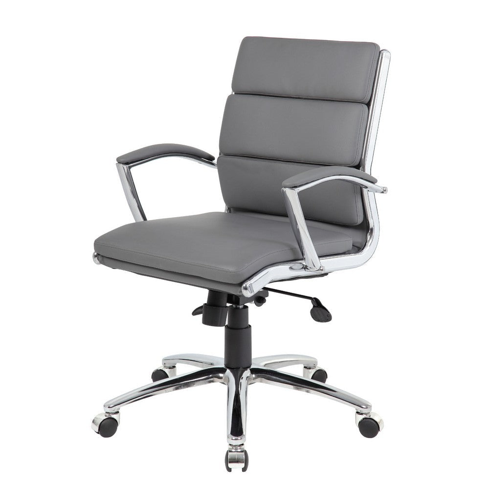Dave Executive Swivel Chair w Metal Chrome Finish | Gray Vinyl BM344508