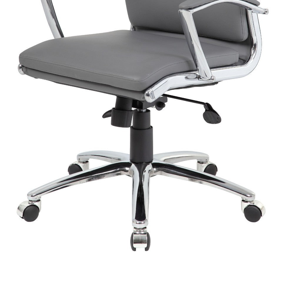Dave Executive Swivel Chair w Metal Chrome Finish | Gray Vinyl BM344508