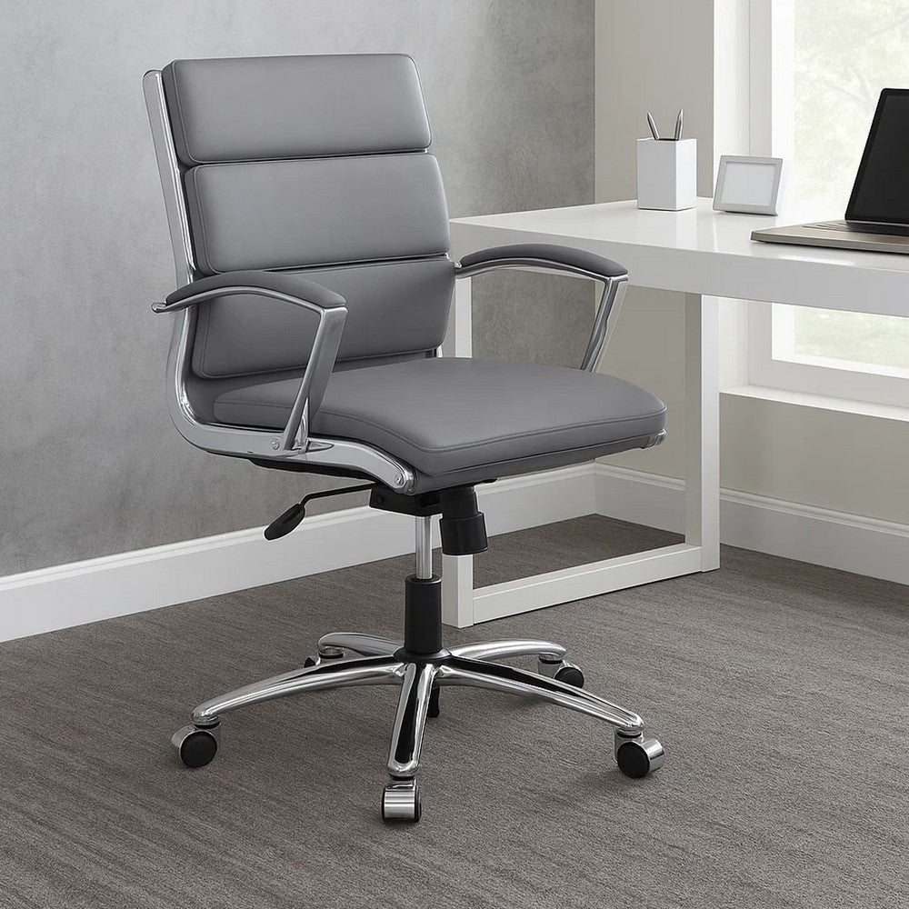Dave Executive Swivel Chair w Metal Chrome Finish | Gray Vinyl BM344508