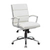 Dave Executive Swivel Chair w Metal Chrome Finish | White Vinyl BM344509
