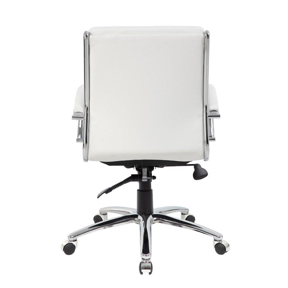 Dave Executive Swivel Chair w Metal Chrome Finish | White Vinyl BM344509
