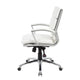 Dave Executive Swivel Chair w Metal Chrome Finish | White Vinyl BM344509
