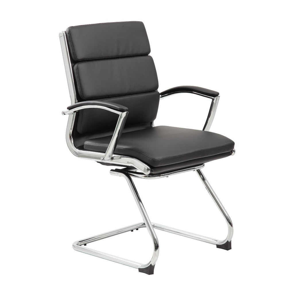 Kim Executive Guest Chair w Metal Chrome Cantilever Base | Black Vinyl BM344510