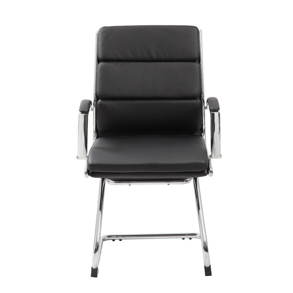 Kim Executive Guest Chair w Metal Chrome Cantilever Base | Black Vinyl BM344510