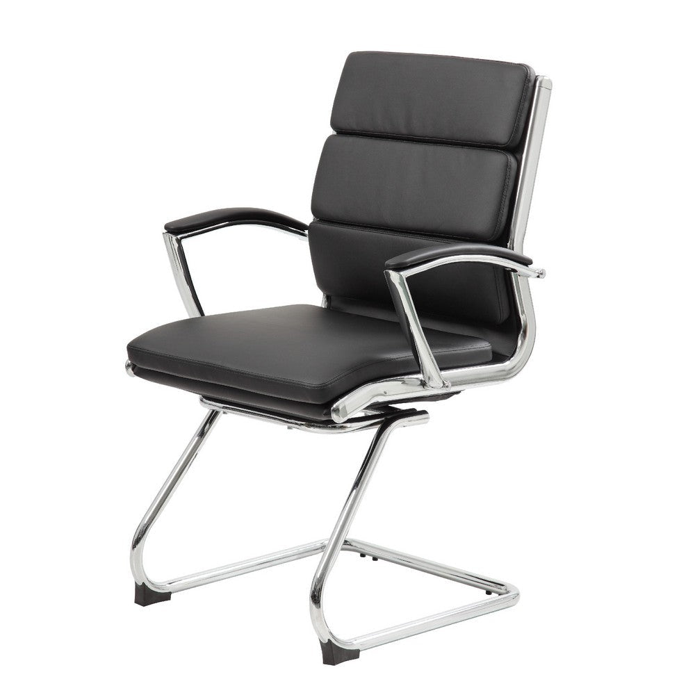 Kim Executive Guest Chair w Metal Chrome Cantilever Base | Black Vinyl BM344510