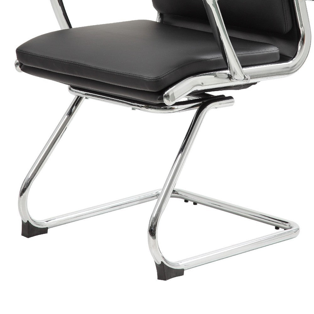 Kim Executive Guest Chair w Metal Chrome Cantilever Base | Black Vinyl BM344510