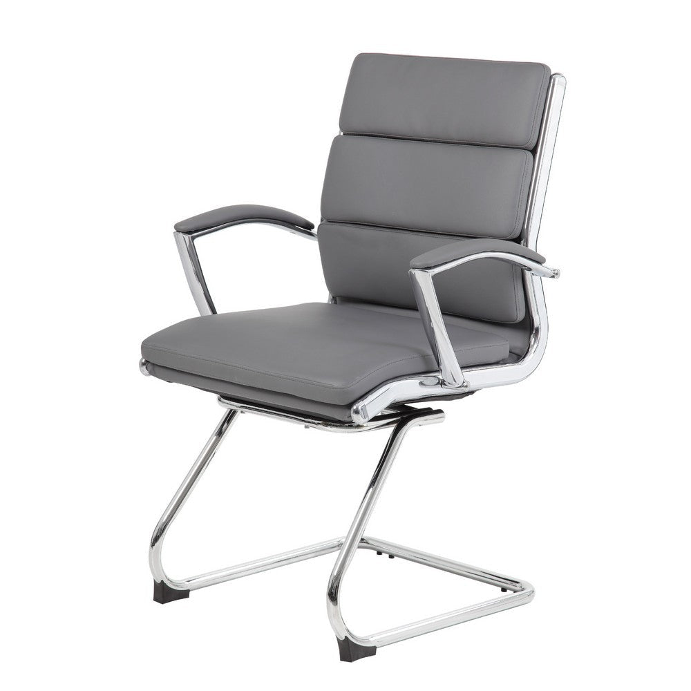 Kim Executive Guest Chair w Metal Chrome Cantilever Base | Gray Vinyl BM344511