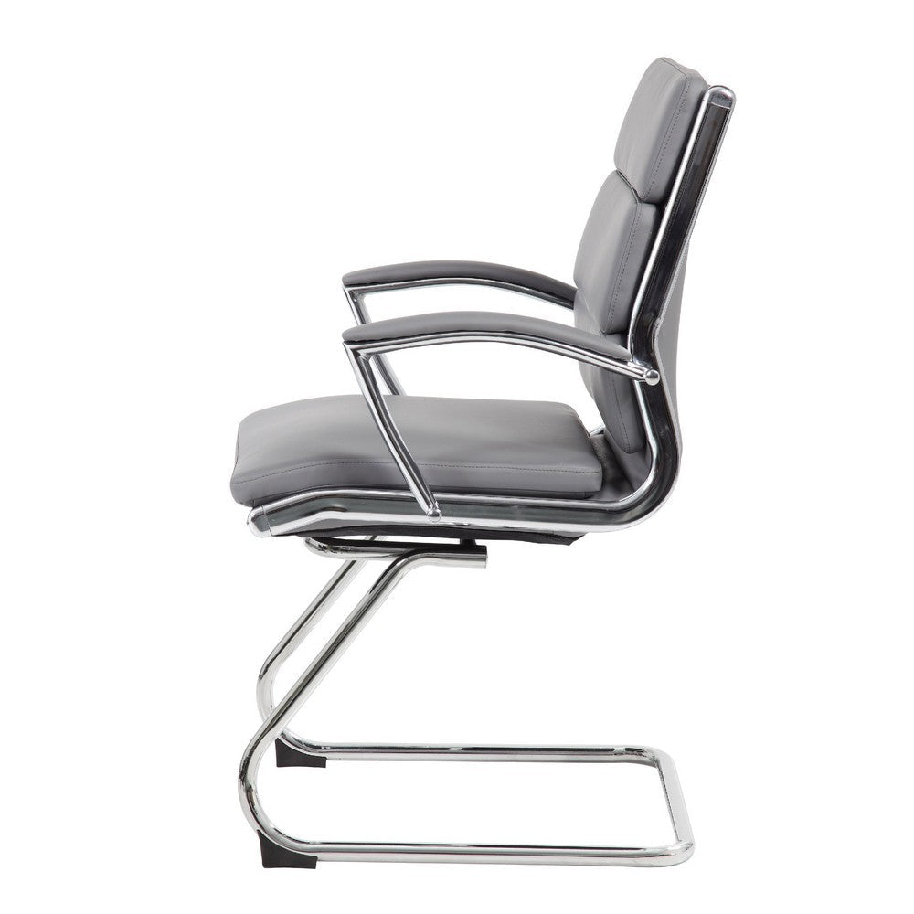 Kim Executive Guest Chair w Metal Chrome Cantilever Base | Gray Vinyl BM344511