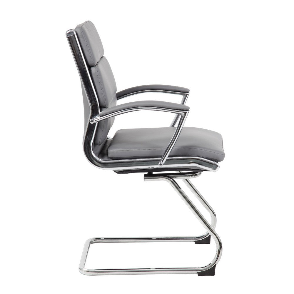 Kim Executive Guest Chair w Metal Chrome Cantilever Base | Gray Vinyl BM344511