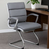 Kim Executive Guest Chair w Metal Chrome Cantilever Base | Gray Vinyl BM344511