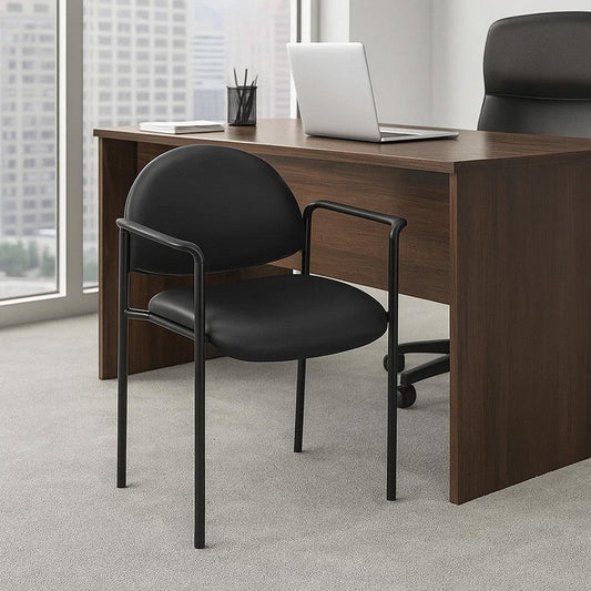 Wade Diamond Stackable Chair | Molded Cap | Waterfall Seat | Black Vinyl BM344513