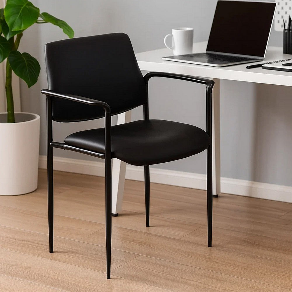 Jill Diamond Stacking Chair | Square Waterfall Seat | Black Caressoft