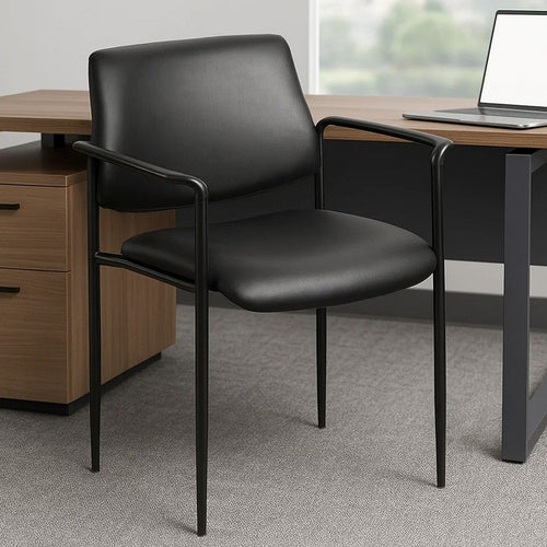 Jill Diamond Stacking Chair | Square Waterfall Seat | Black Caressoft