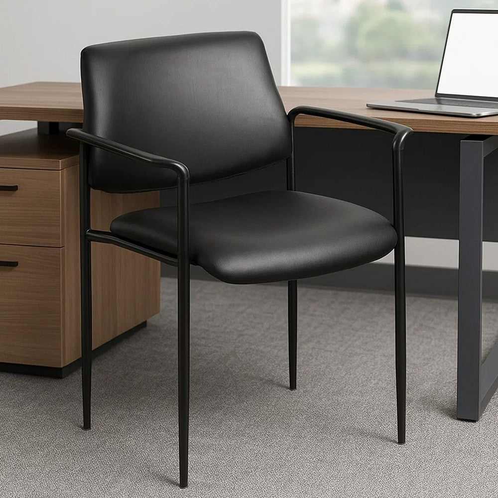 Jill Diamond Stacking Chair | Square Waterfall Seat | Black Caressoft