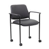Jill Diamond Stacking Chair | Hooded Wheels | Waterfall Seat | Black Vinyl BM344516