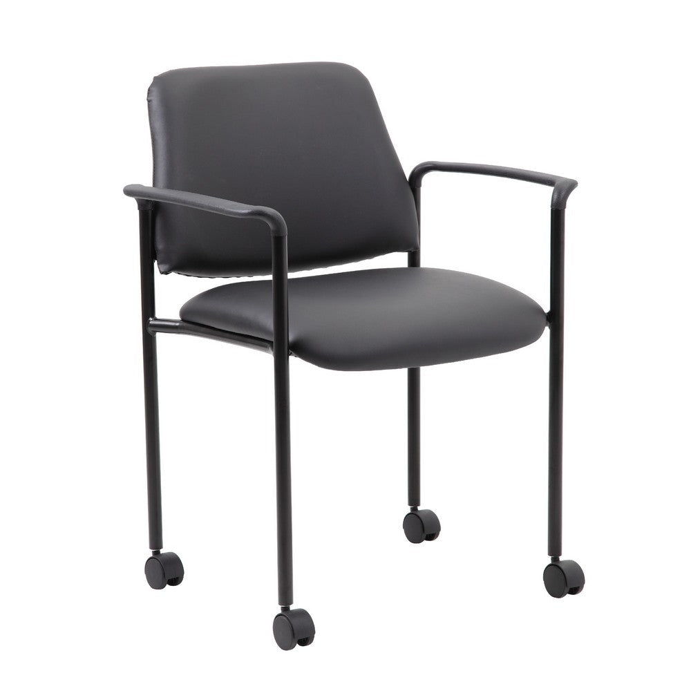 Jill Diamond Stacking Chair | Hooded Wheels | Waterfall Seat | Black Vinyl BM344516