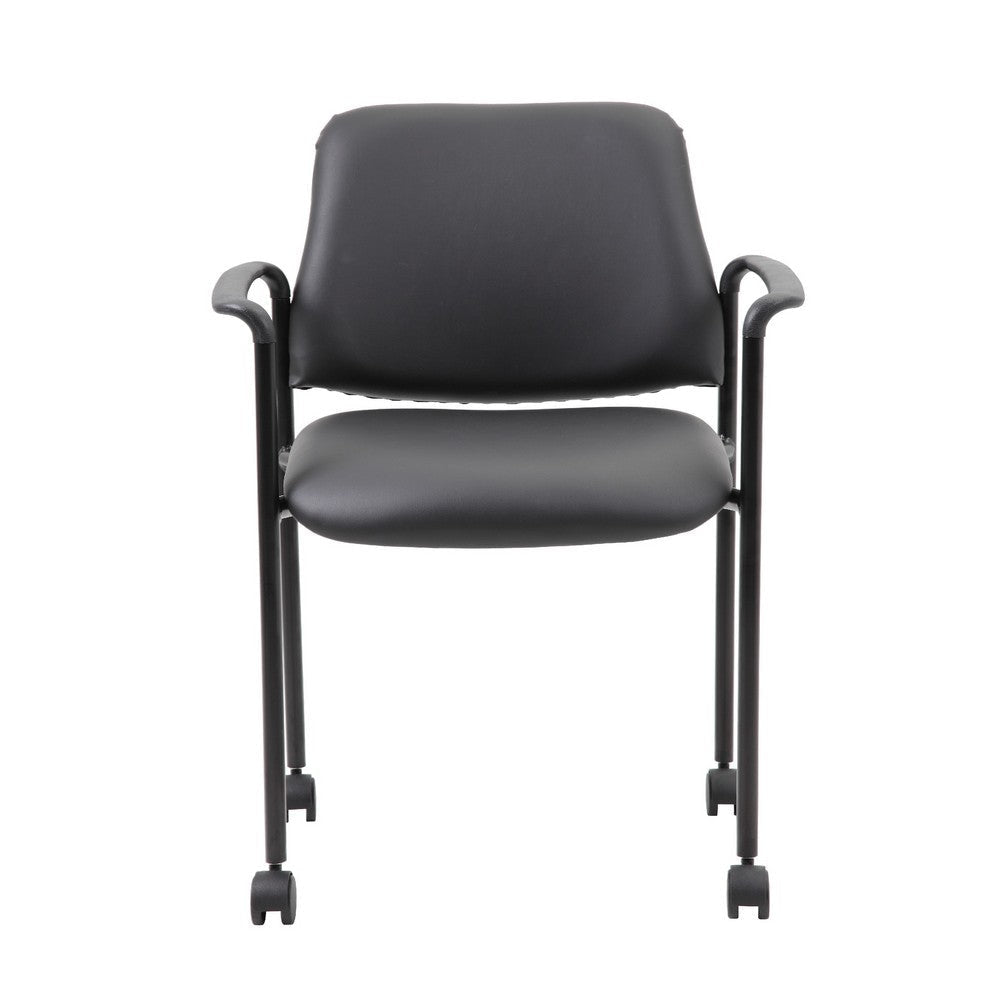 Jill Diamond Stacking Chair | Hooded Wheels | Waterfall Seat | Black Vinyl BM344516