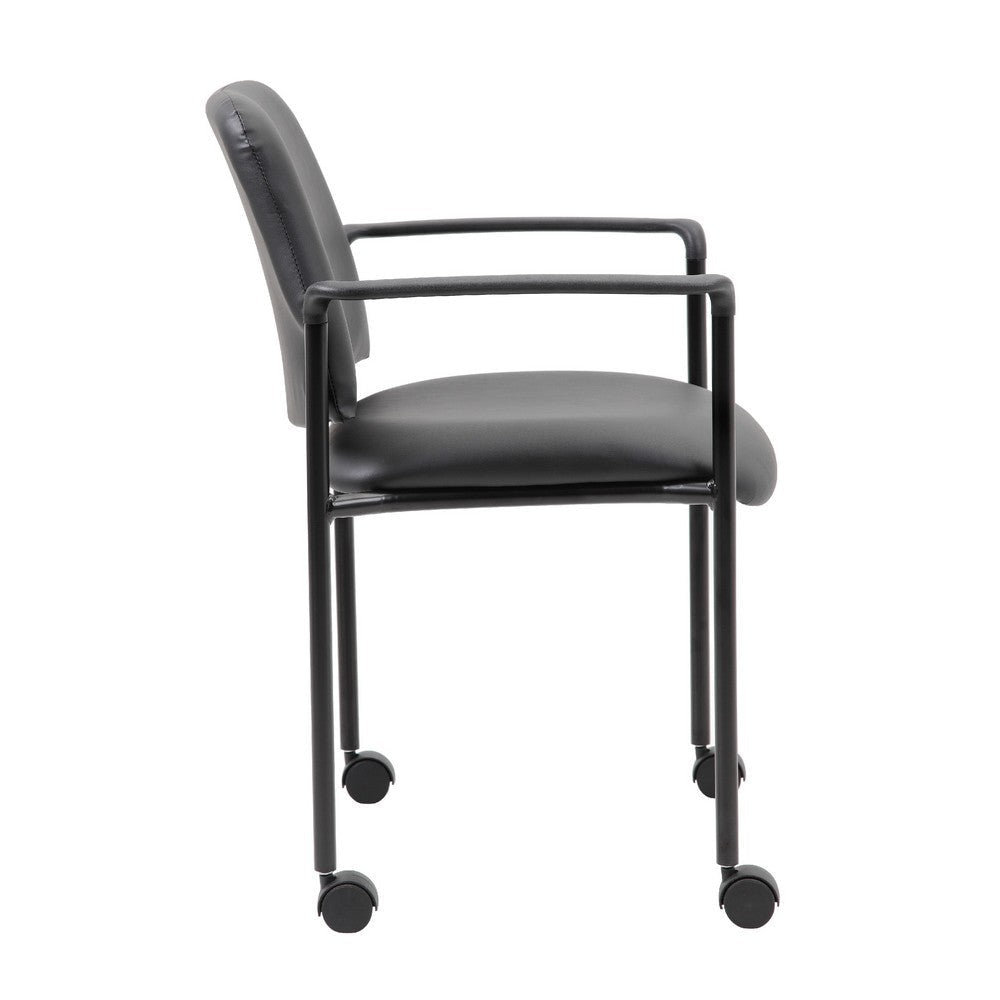 Jill Diamond Stacking Chair | Hooded Wheels | Waterfall Seat | Black Vinyl BM344516