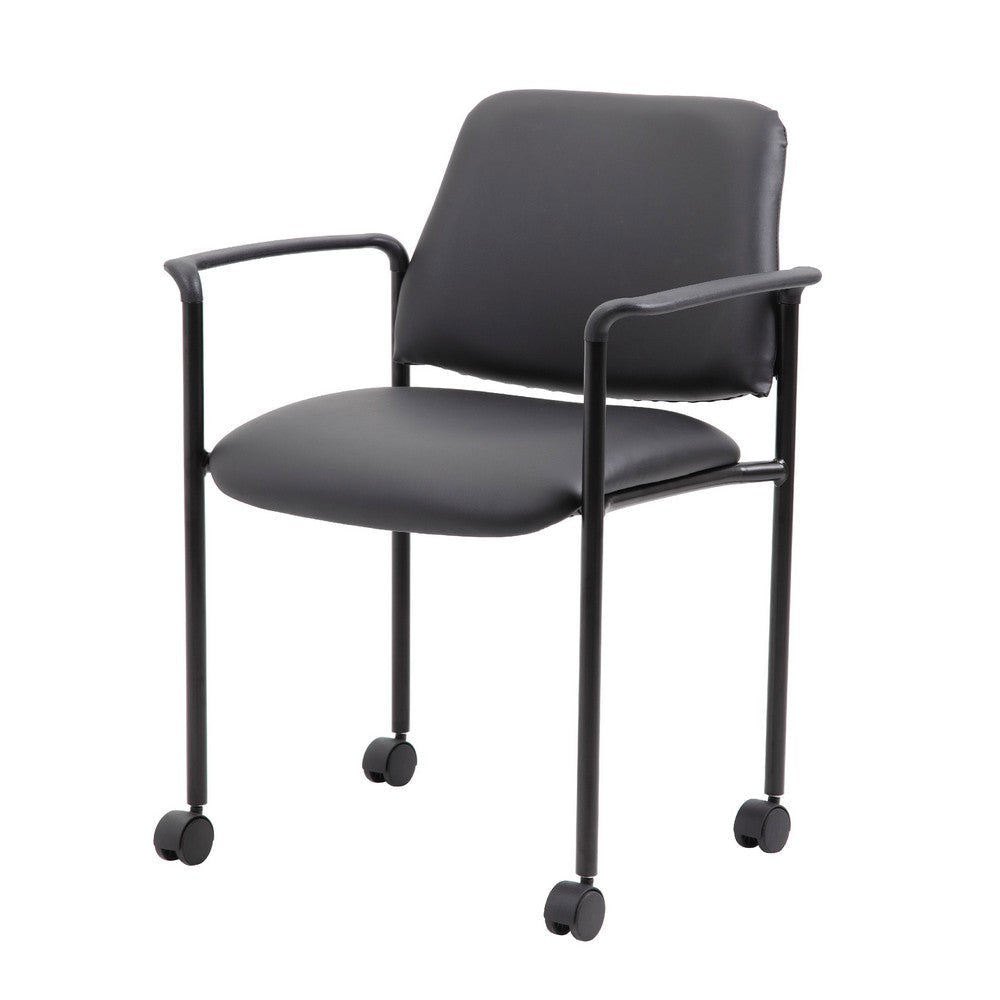 Jill Diamond Stacking Chair | Hooded Wheels | Waterfall Seat | Black Vinyl BM344516
