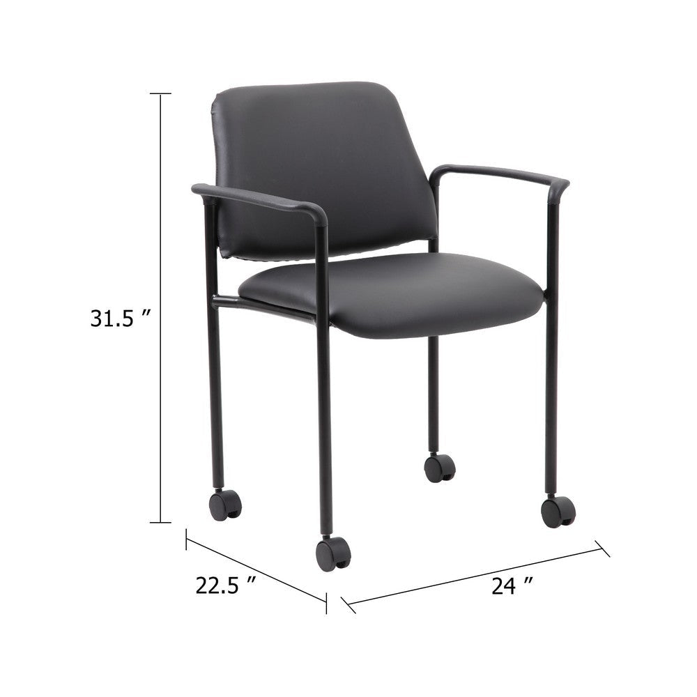 Jill Diamond Stacking Chair | Hooded Wheels | Waterfall Seat | Black Vinyl BM344516