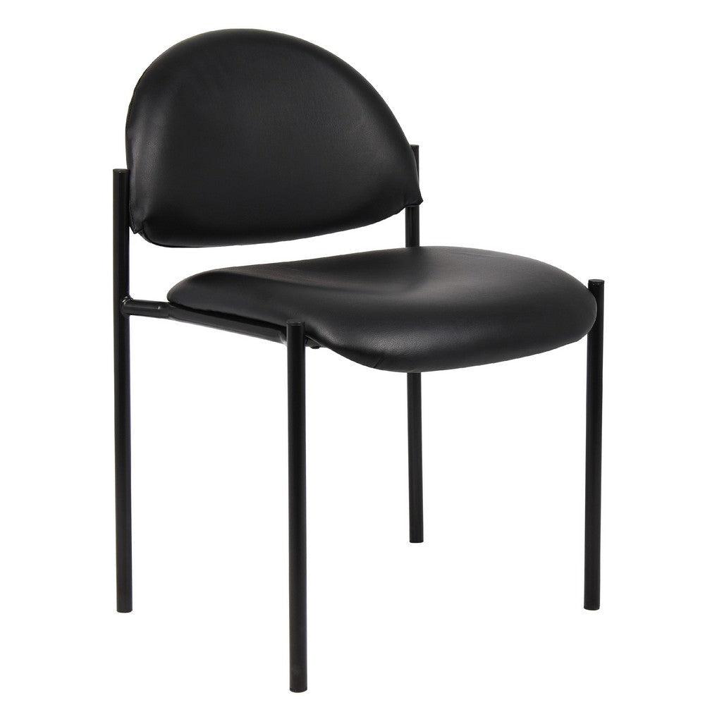 Addy Diamond Stacking Chair | Waterfall Seat | Steel | Black Vinyl BM344517