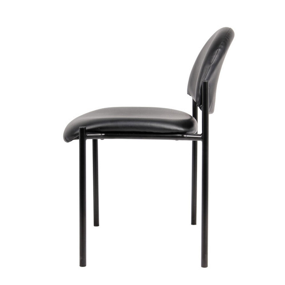 Addy Diamond Stacking Chair | Waterfall Seat | Steel | Black Vinyl BM344517