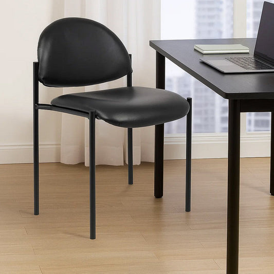 Addy Diamond Stacking Chair | Waterfall Seat | Steel | Black Vinyl BM344517