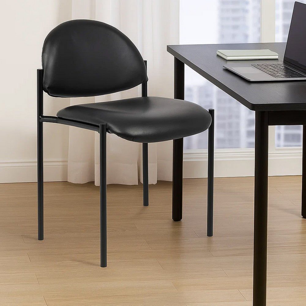 Addy Diamond Stacking Chair | Waterfall Seat | Steel | Black Vinyl