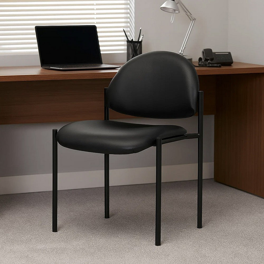 Addy Diamond Stacking Chair | Waterfall Seat | Steel | Black Vinyl BM344517