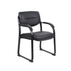 Eva Reception Armchair | Sled Base | Curved Steel Arms | Black Faux Leather BM344518