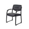 Eva Reception Armchair | Sled Base | Curved Steel Arms | Black Faux Leather BM344518