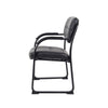 Eva Reception Armchair | Sled Base | Curved Steel Arms | Black Faux Leather BM344518