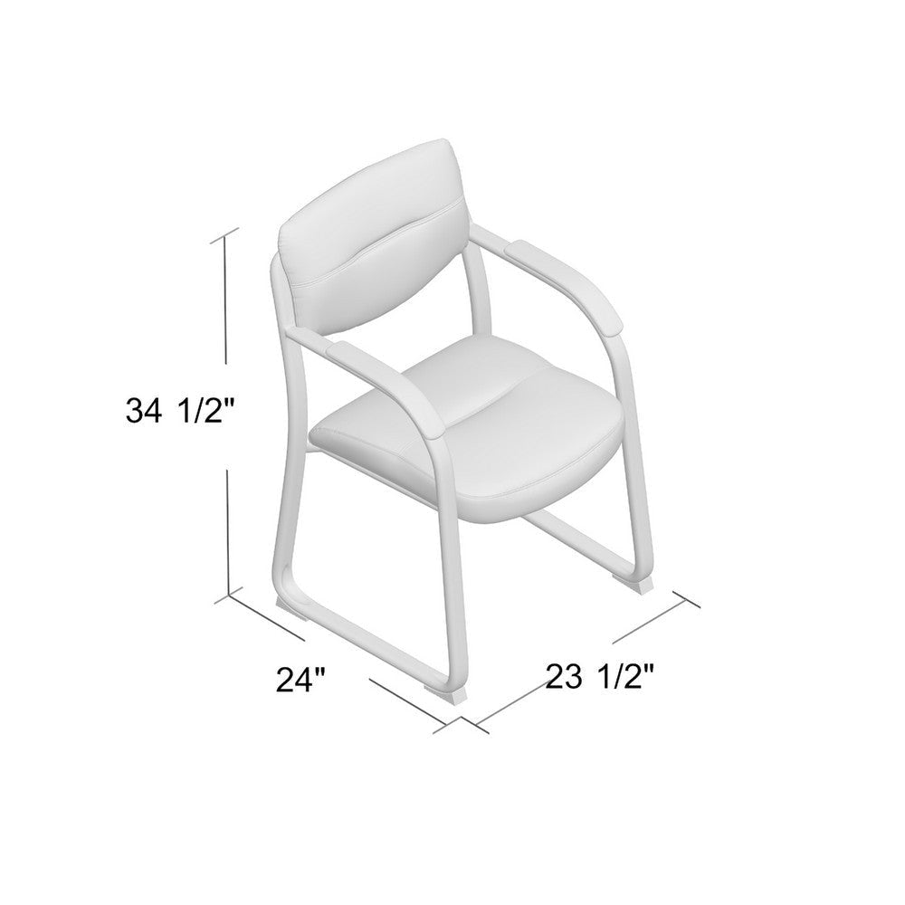 Eva Reception Armchair | Sled Base | Curved Steel Arms | Black Faux Leather BM344518