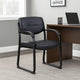 Eva Reception Armchair | Sled Base | Curved Steel Arms | Black Faux Leather BM344518