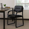 Eva Reception Armchair | Sled Base | Curved Steel Arms | Black Faux Leather BM344518
