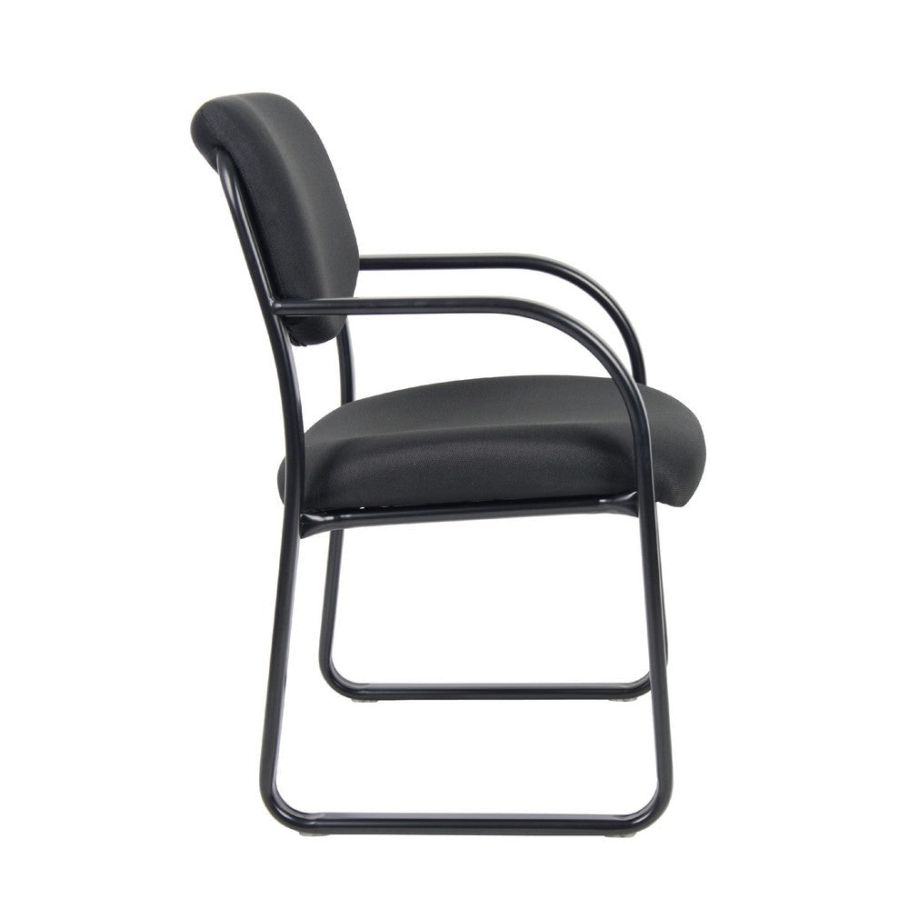 Kris Guest Armchair w Sled Base | Steel | Black Performance Polyester BM344520